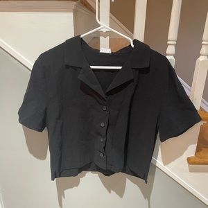 Cotton On Black Button Up Top